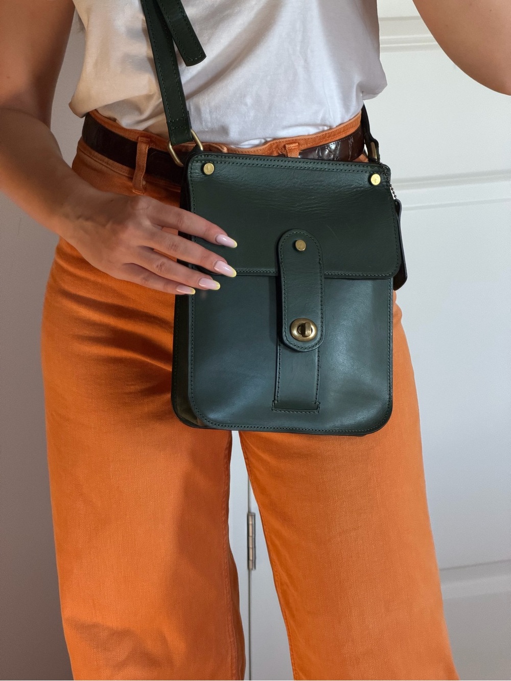 Anonimo Fiorentino Genuine Leather Crossbody Bag Made in Italy Green